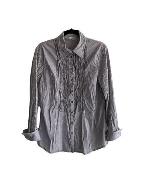 MAX VOLMARY Diamonds And Pearls Blue White Striped Shirt Blouse Blue White 14